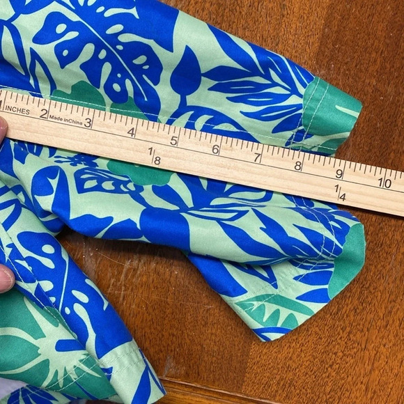 Floral Swim Trunks Blue Green Tropical Swimsuit Shorts Menswear - Picture 6 of 9